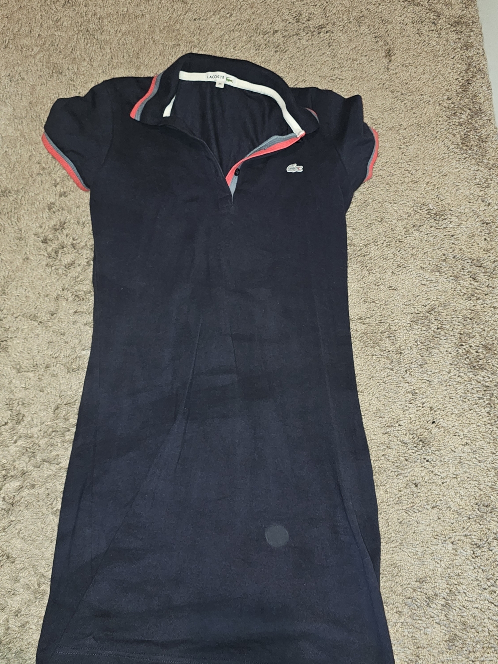 Lacoste Navy Polo Dress with Coral Trim